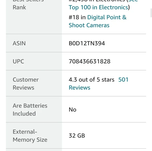 501 Digital Camera,FHD 1080P Digital Camera for Kids with 32GB SDCard Compact ♥ - Picture 14 of 16